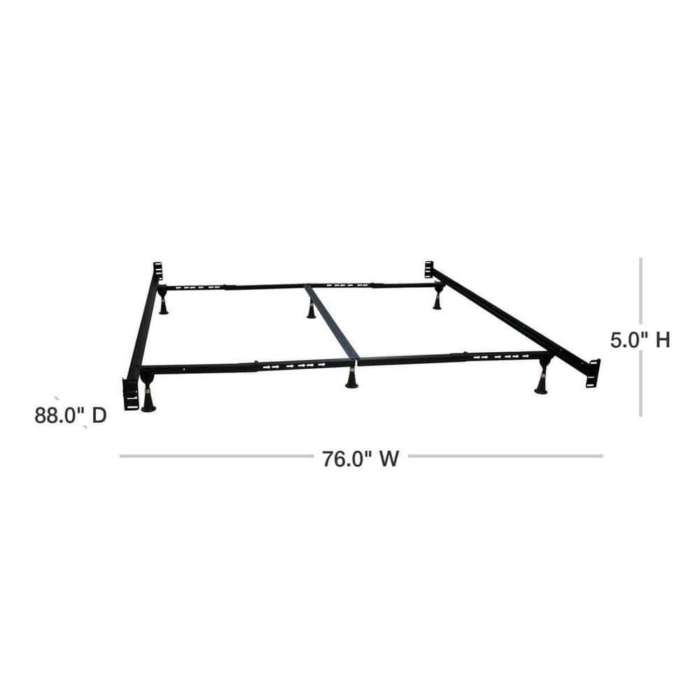 King Upholstered Metal Frame Bed with Headboard