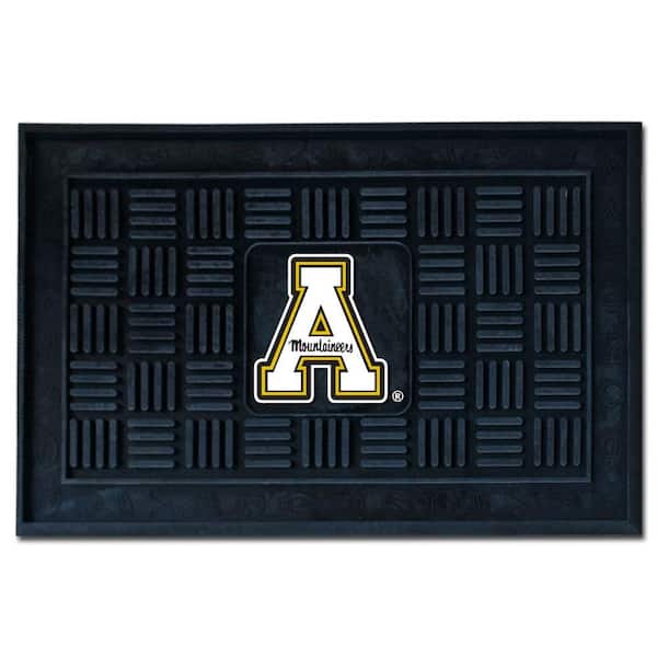 FANMATS NCAA Appalachian State Black 19.5 in. x 31.25 in. Outdoor Vinyl Medallion Door Mat