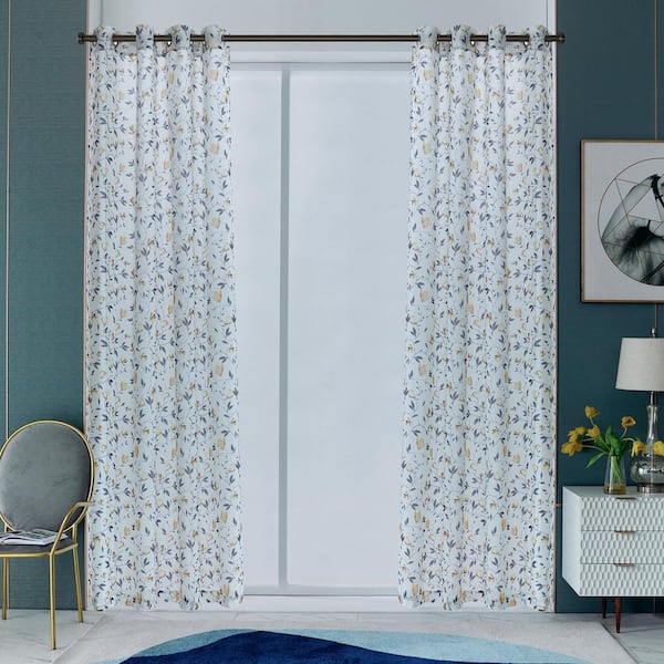 Lyndale Decor Alexxa 54 in.L x 54 in. W Sheer Polyester Curtain in Mustard