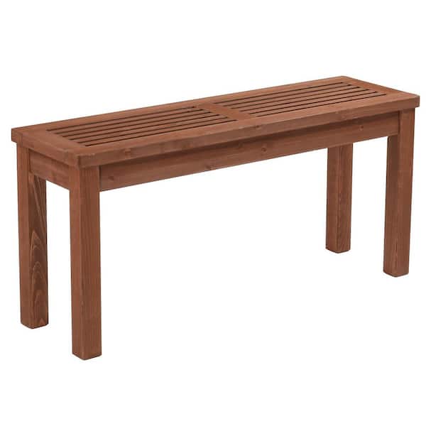 40 in. Brown Solid Wood Backless Outdoor Ottoman Bench