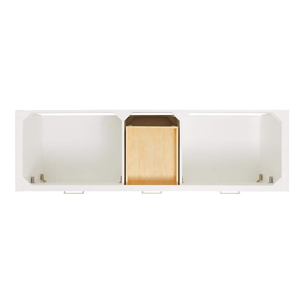 White Marble Top Double Freestanding Vanity with Rectangular Basins