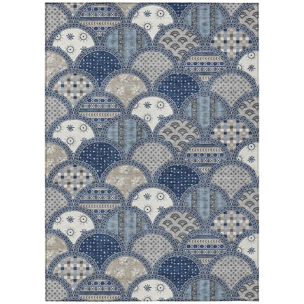 Chantille Machine Washable Indoor/Outdoor Abstract ACN2863 Navy 10 ft. x 14 ft. Area Rug