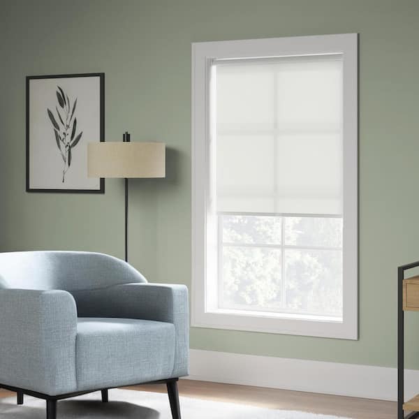 iFit Cut-to-Size 27.5 in. W x 73 in. L White Cordless Light Filtering Polyester Fabric Roller Shade