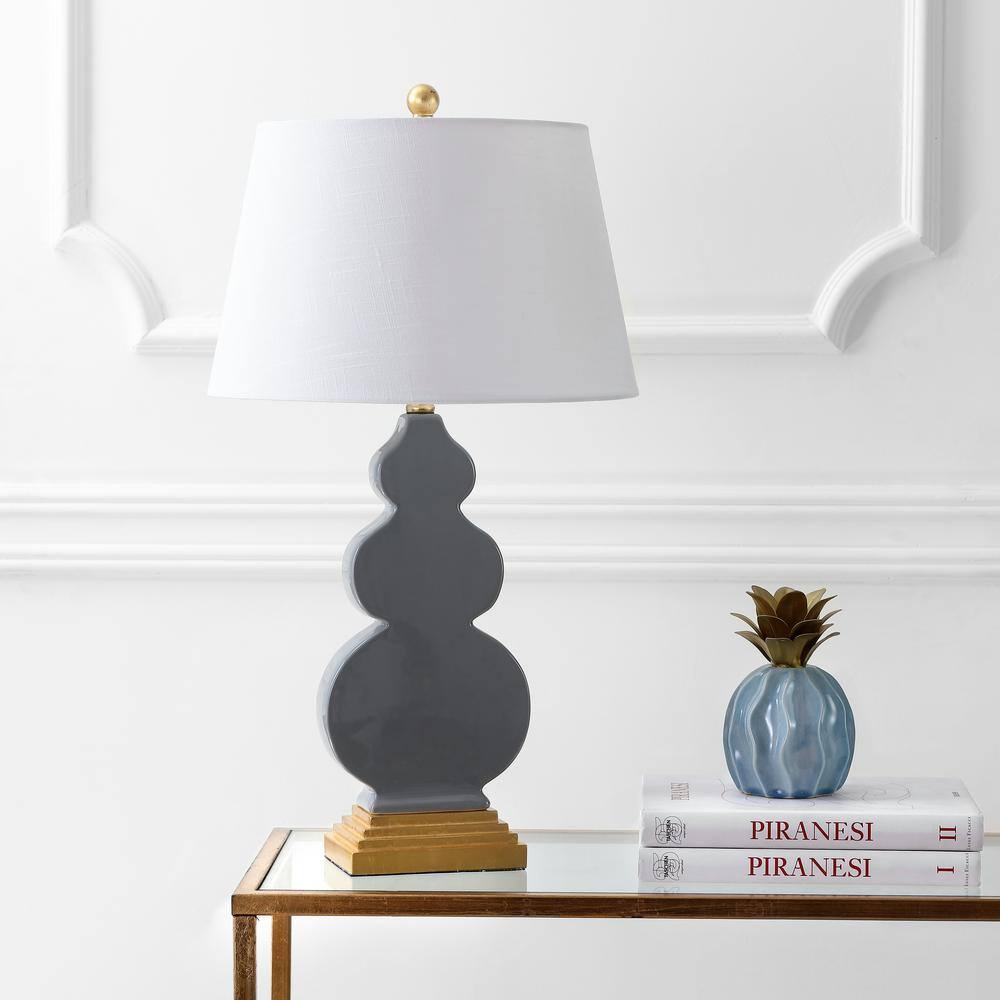 JONATHAN Y Carter 29 in. Grey/Gold Ceramic/Resin Table Lamp JYL3018B ...