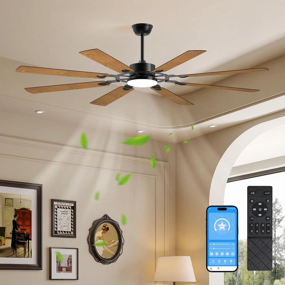 72 in. Indoor Plywood Black Ceiling Fan with LED Light 6-Speed Noiseless Reversible DC Motor Fan for Dinning Living Room price history on PriceWatchPro