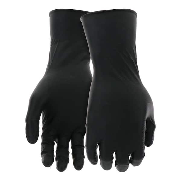 GRIPPAZ Large Black 8-Mil Thick 100% Nitrile Disposable Work