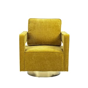 30.7 in. W Yellow Chenille Swivel Sofa Arm Chair