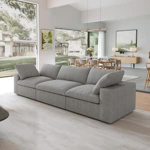 120.47 in. Square Arm Linen Rectangle 3-Piece Free combination Modular Sectional Sofa in Gray