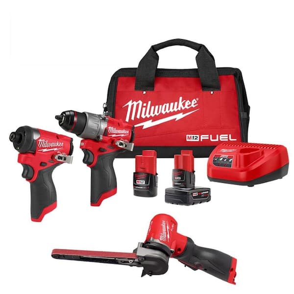 Milwaukee M12 FUEL 12V Lithium-Ion Brushless Cordless 1/2 in. x 18 in. Band file w/M12 2-Tool Combo Kit