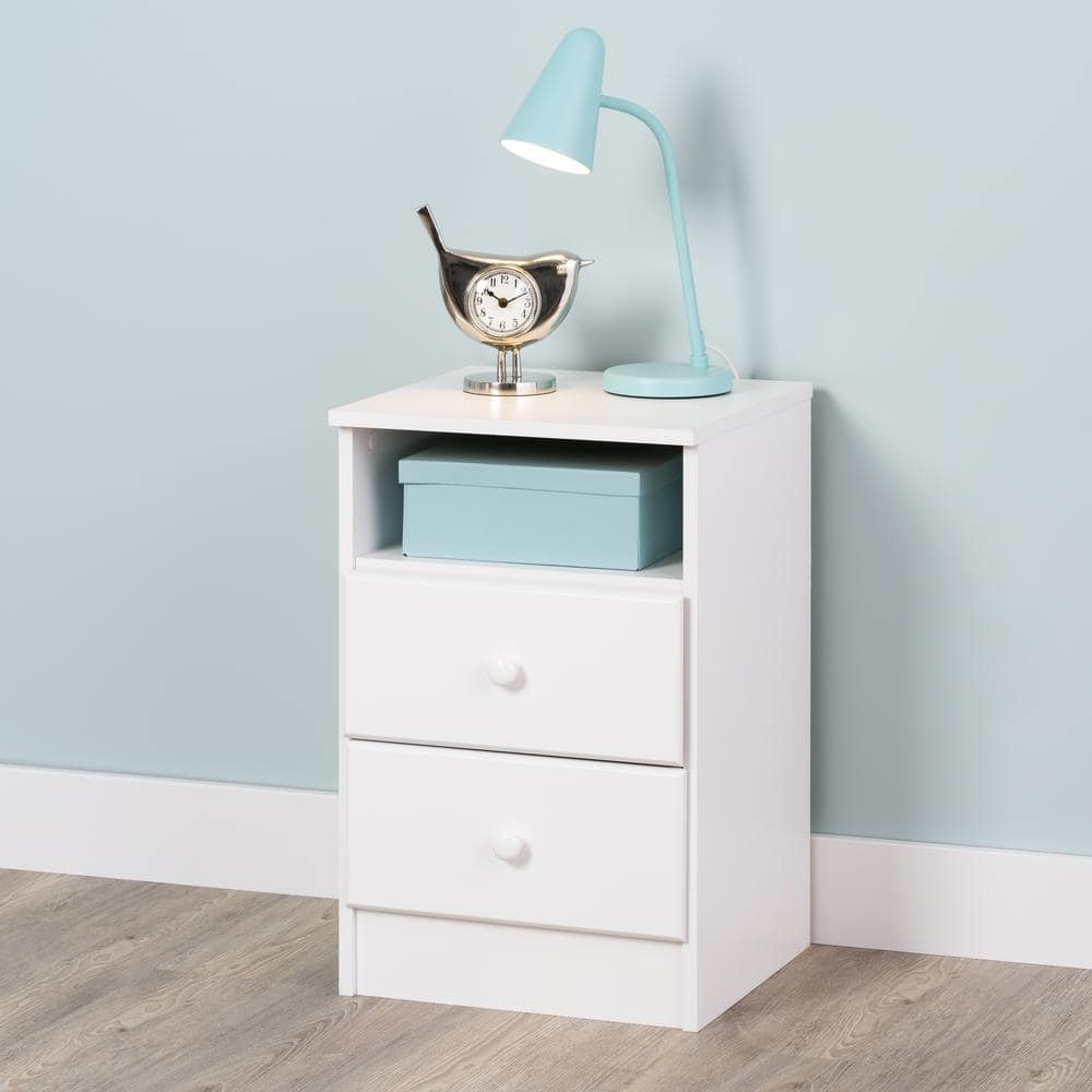 Astrid 2-Drawer White Nightstand