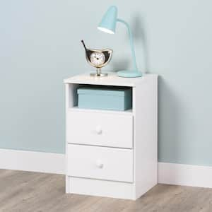 Astrid 2-Drawer White Nightstand