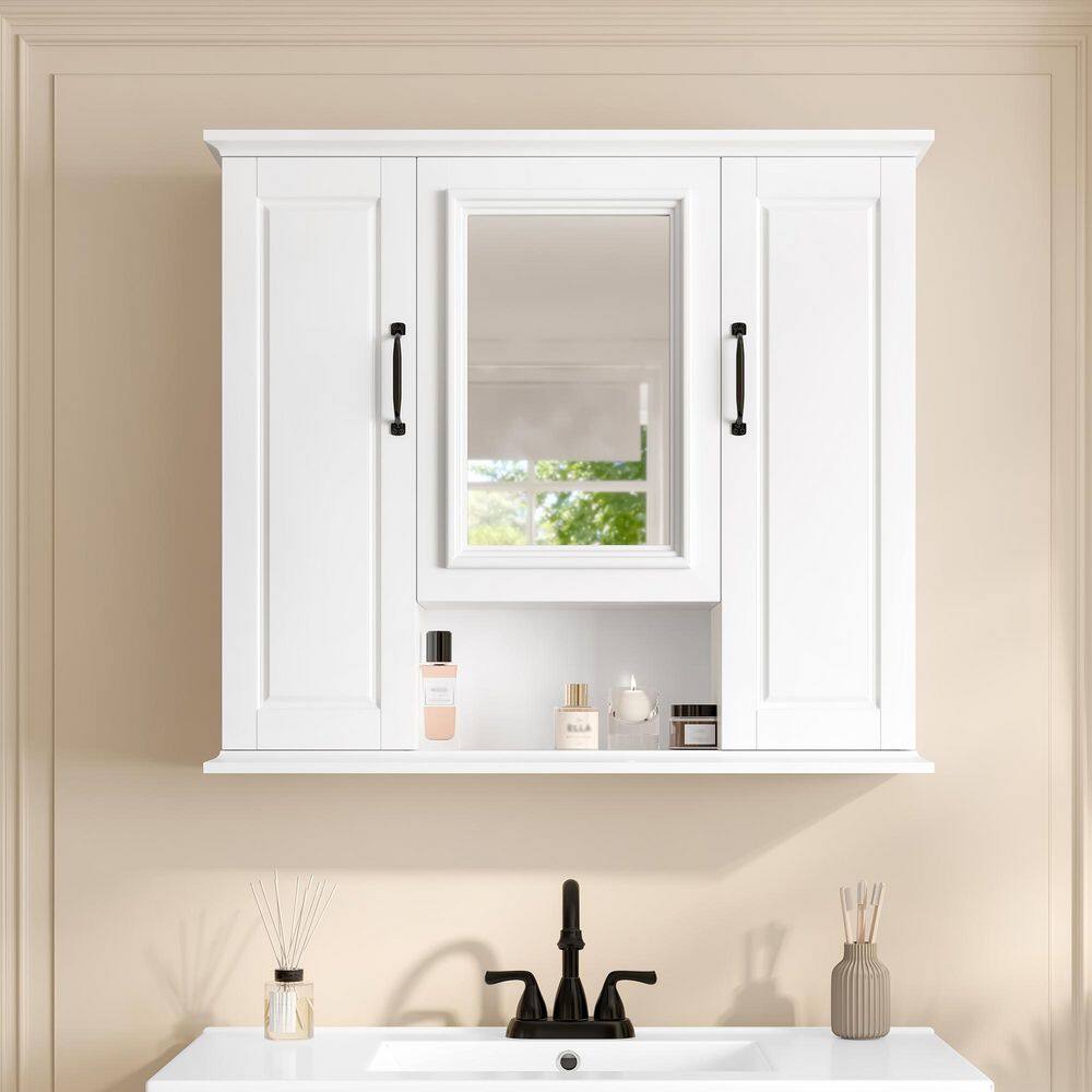 Modern 36 in. W x 28.5 in. H Rectangular Wood Medicine Cabinet with Mirror, Wall Mounted Bathroom Storage Cabinet price history on PriceWatchPro