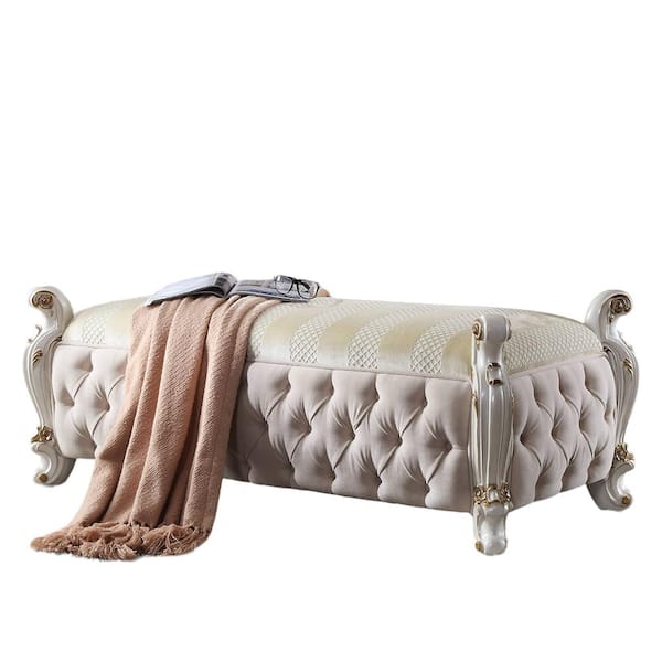 Acme Furniture Urbana Black PU and Espresso Bench with Upholstered 24 in. H x 48 in. W x 48 in. D