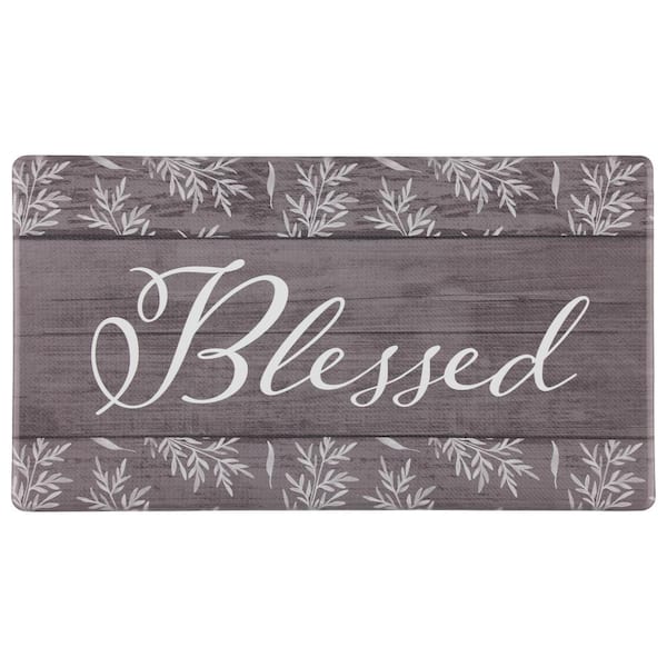 Cloud Comfort Multi-Colored Blessed 20 in. x 36 in. Indoor Anti-Fatigue Kitchen Mat