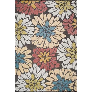 Lakeside Multi/Blue Floral and Botanical 2 ft. x 3 ft. Indoor/Outdoor Area Rug