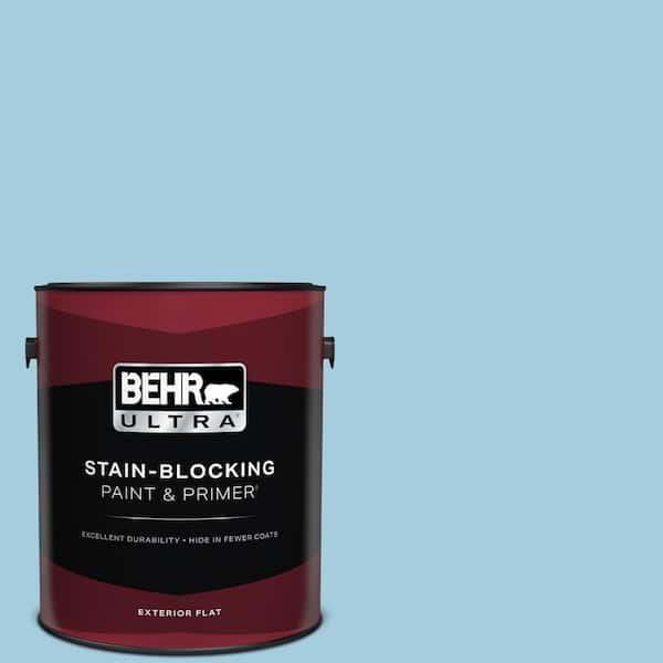 BEHR ULTRA 1 gal. #M490-2 Carefree Sky Flat Exterior Paint & Primer