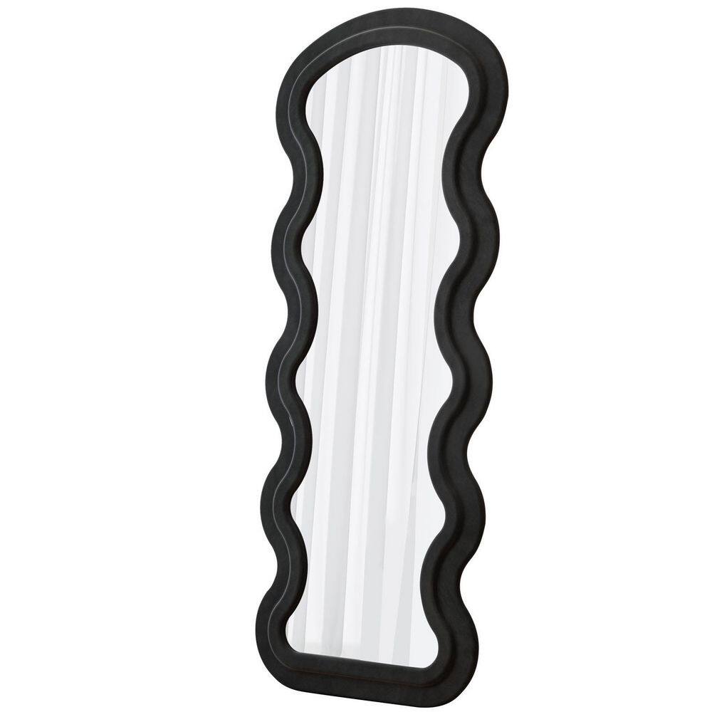 Black 24 in. W x 63 in. H Wave Full Length Mirror with Stand