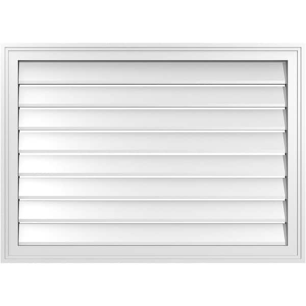 Ekena Millwork 36" x 26" Vertical Surface Mount PVC Gable Vent: Functional with Brickmould Frame