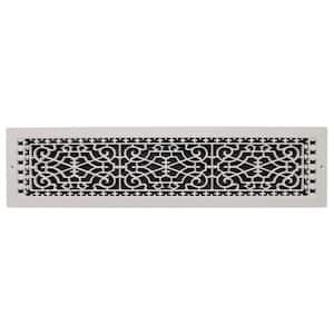 Victorian Base Board 30 in. x 6 in. Opening, 8 in. x 32 in. Overall Size, Polymer Decorative Return Air Grille, White