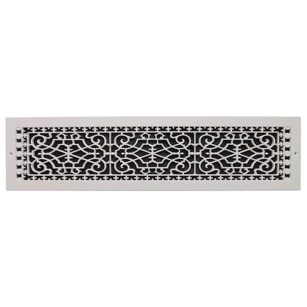 SMI Ventilation Products Victorian Base Board 30 in. x 6 in. Opening, 8 in. x 32 in. Overall Size, Polymer Decorative Return Air Grille, White