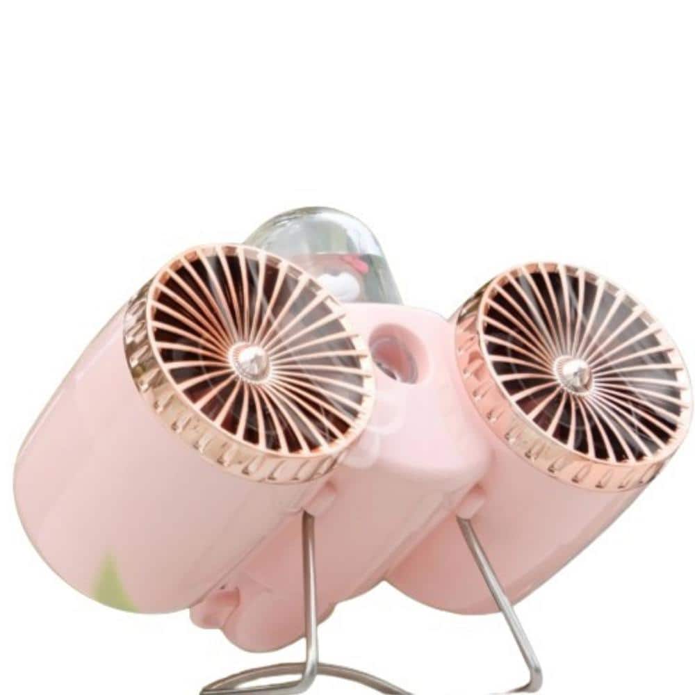 5.6 In. 3-Fan Speeds Personal Portable Sunset Double Head Spray USB Recharg