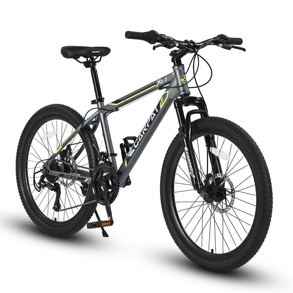 24 In. Mountain Bike Boys Girls, Steel Frame, Shimano 21 Speed Mountain Bic