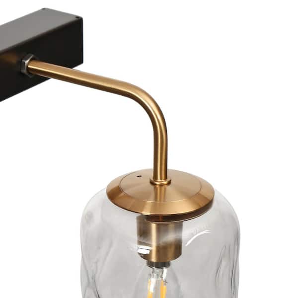 LNC Modern 6-Light Gunmetal Gray and Brass Linear Chandelier