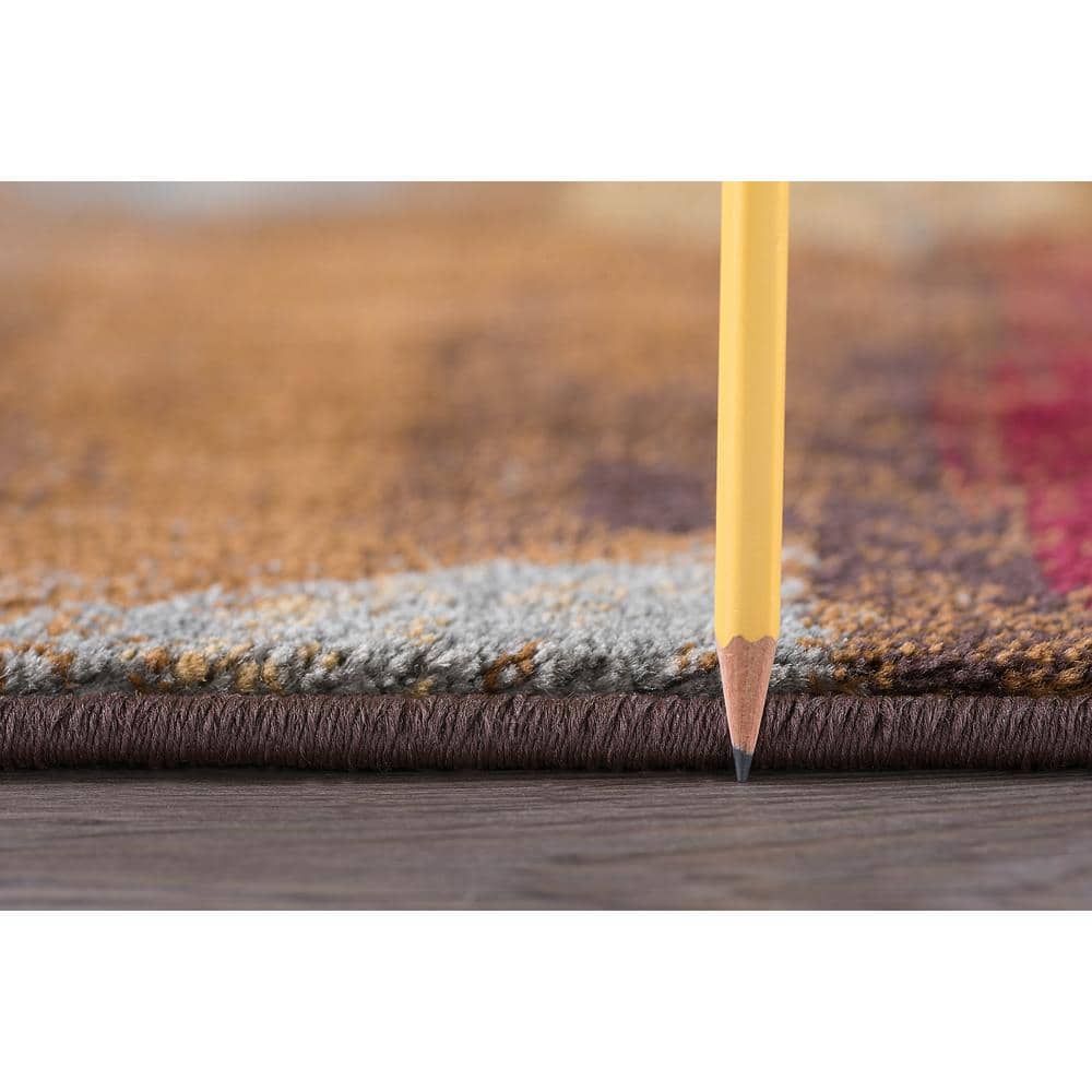 Abstract Multicolor Brushstroke Rectangular Area Rug 3' x 2'