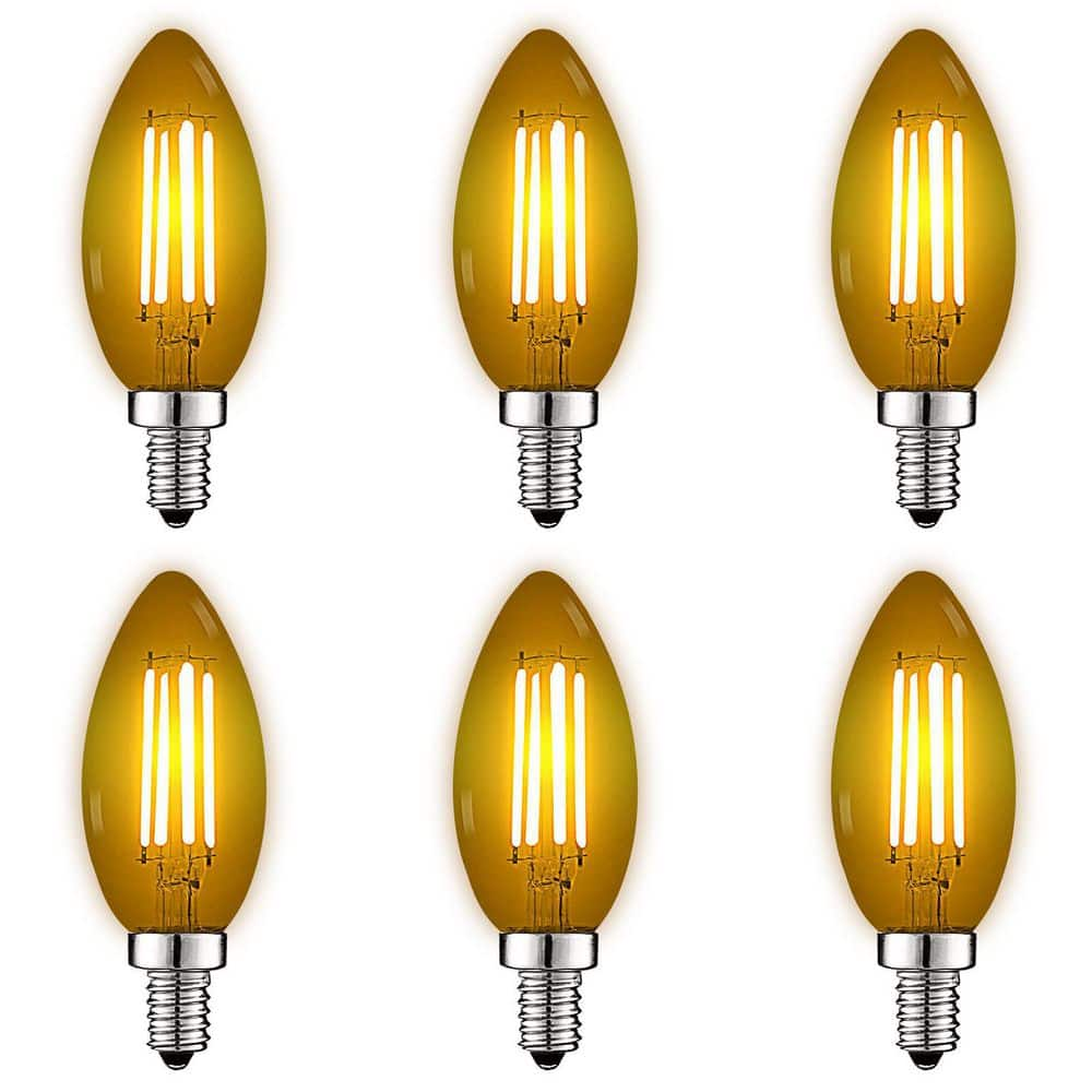 LUXRITE 40-Watt Equivalent LED Yellow Light Bulbs, 4.5-Watt, Colored ...