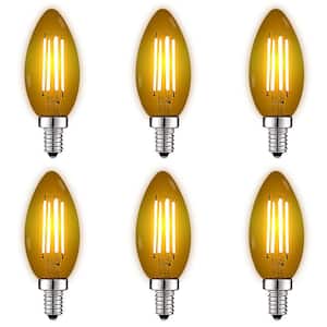 40-Watt Equivalent LED Yellow Light Bulbs, 4.5-Watt, Colored Glass Candelabra Bulb, UL Listed, E12 Base (6-Pack)