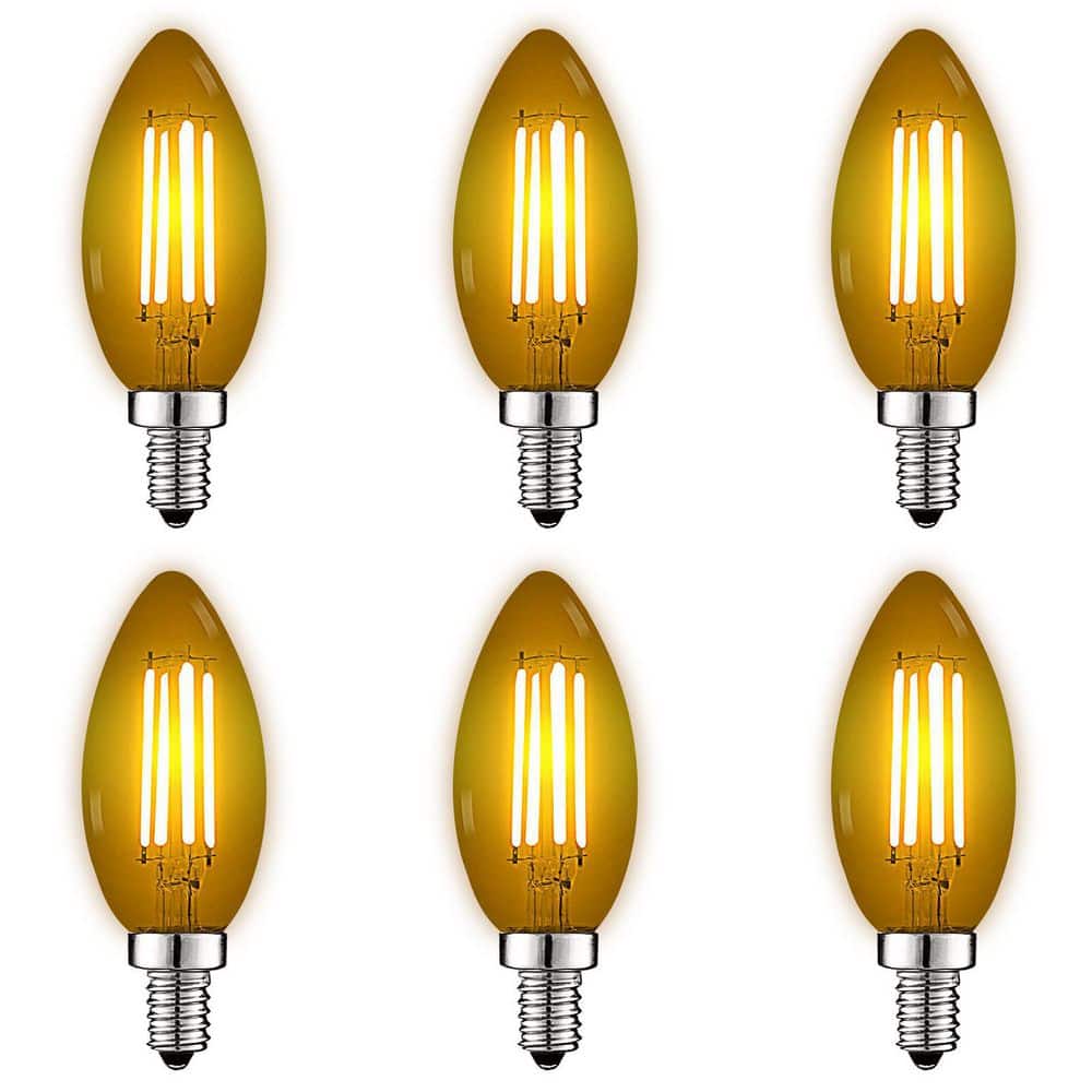 40-Watt Equivalent LED Yellow Light Bulbs, 4.5-Watt, Colored Glass Candelabra Bulb, UL Listed, E12 Base (6-Pack) price history on PriceWatchPro