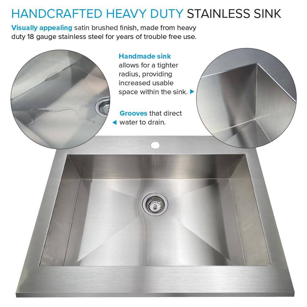 Transolid Outdoor Kitchen 32-in x 24-in x 51-in Single Sink Cabinet, Stainless Steel