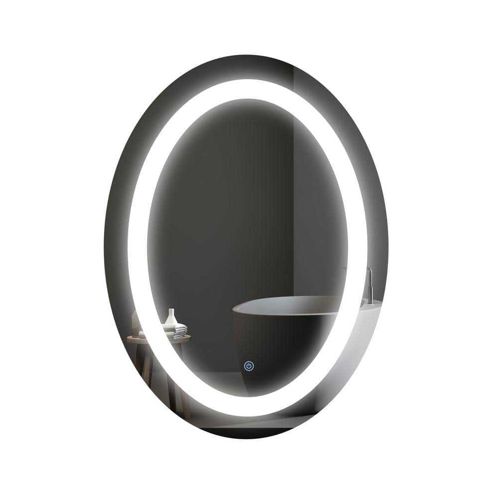 Stellar 24 in. W x 32 in. H Large oval Frameless Anti-Fog Wall Bathroom Van