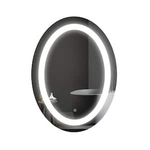 24 in. W x 32 in. H Frameless Oval Anti-Fog and Brightness Memory LED Bathroom Vanity Mirror in Silver