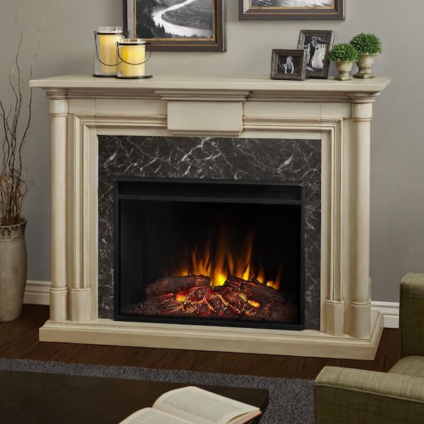 Real Flame Maxwell Grand 58 in. Ventless Electric Fireplace in Whitewash