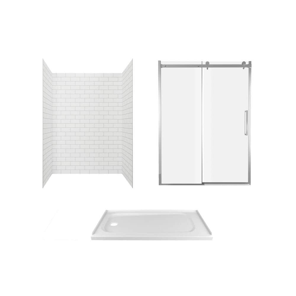 American Standard Passage 32 in. x 60 in. x 72 in. 4-Piece Glue-Up Alcove Shower  Wall in White Su…