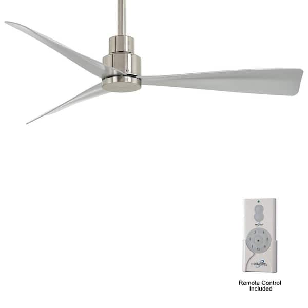 MINKA-AIRE Simple 52 in. Indoor/Outdoor Brushed Nickel Wet Ceiling Fan with Remote Control