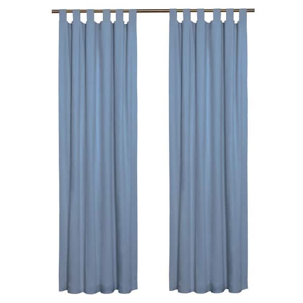 THERMALOGIC Weathermate Tab Top Blue Cotton Smooth 40 in. W x 95 in. L Tab Top Indoor Room Darkening Curtain (Double Panels)