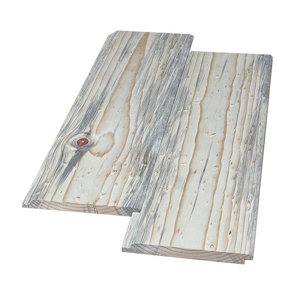 Swaner Hardwood 1 in. x 8 in. x 8 ft. Blue Stain Pine Shiplap Siding Weathered Barn Wood Boards (2-Pack)