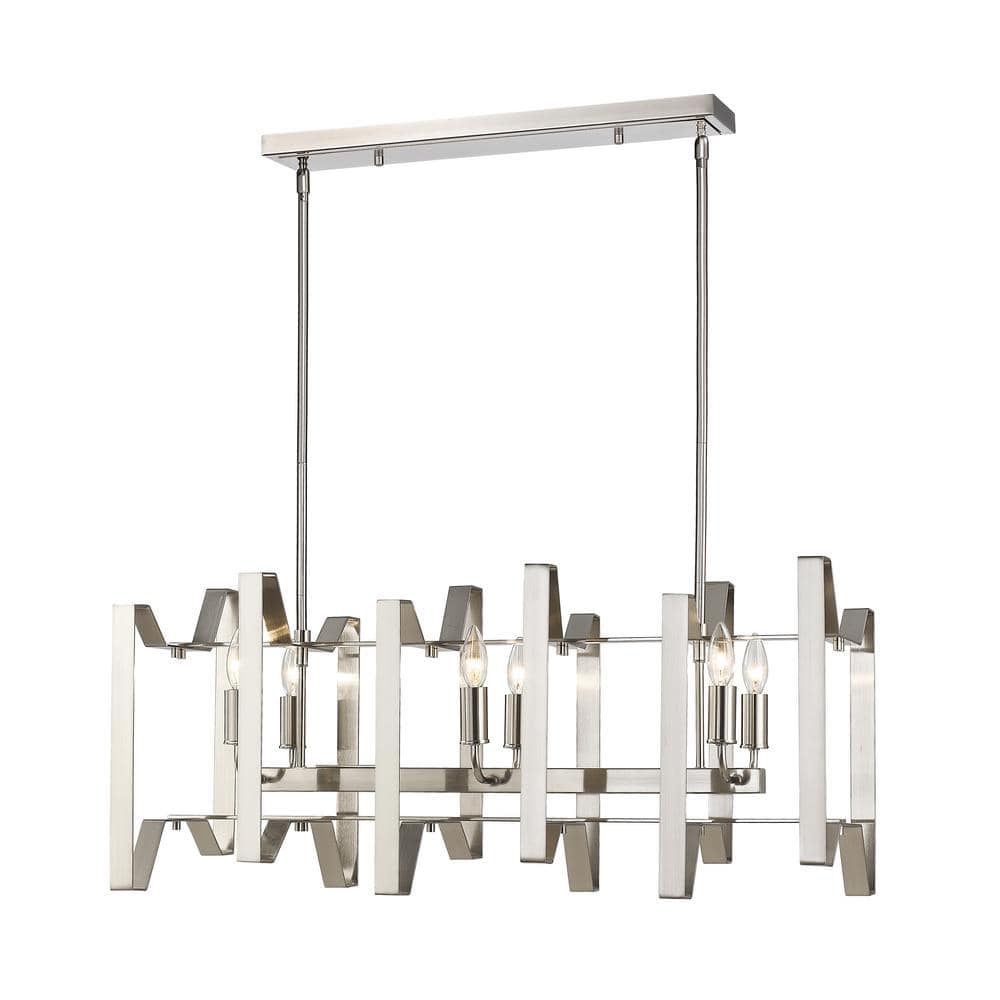 Marsala 6-Light Brushed Nickel Indoor Island Chandelier with No Bulb Includ