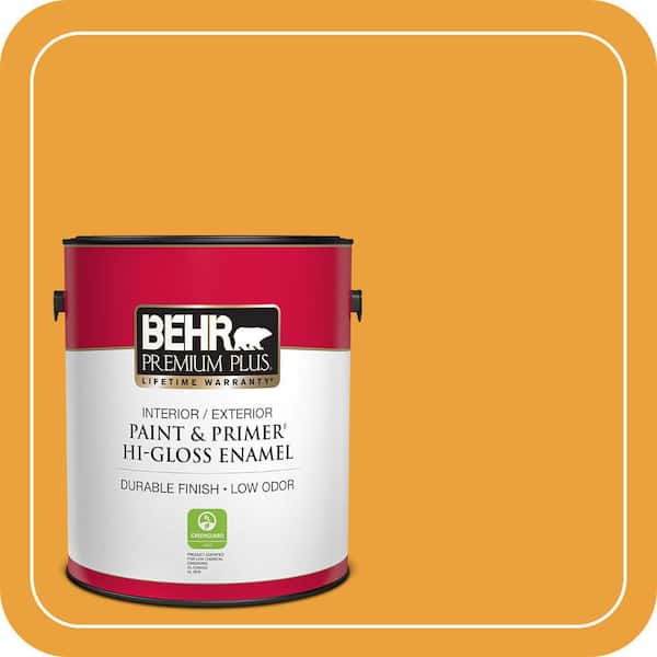 BEHR PREMIUM PLUS 1 gal. Home Decorators Collection #HDC-FL14-5 Gilded Leaves Hi-Gloss Enamel Interior/Exterior Paint & Primer