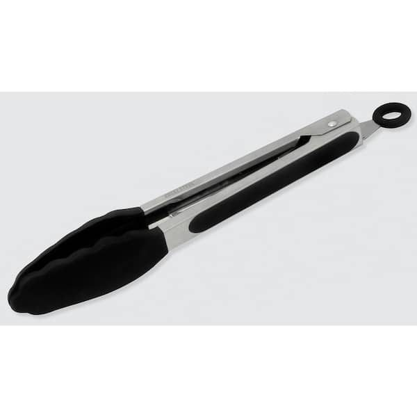 ExcelSteel 2 PC 7 Stainless Steel Silicone Mini Tongs, Black