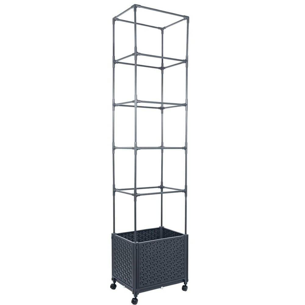 Raised Garden Bed Planter Box with Trellis 67.6 in. H Black Metal Self-Watering Mobile Planter for Climbing Plants price history on PriceWatchPro