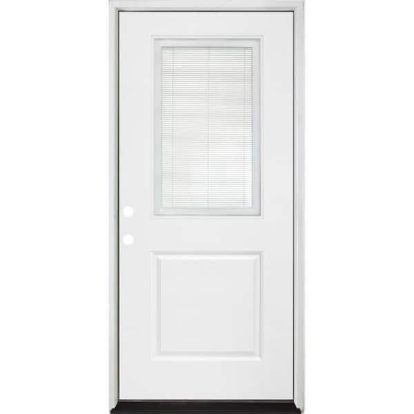 Steves & Sons 32 in. x 80 in. Legacy Series Half Lite MB Right Hand Inswing White Primed Fiberglass Prehung Front Door