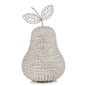 Crystal Silver Decorative Pear Tabletop Sculpture