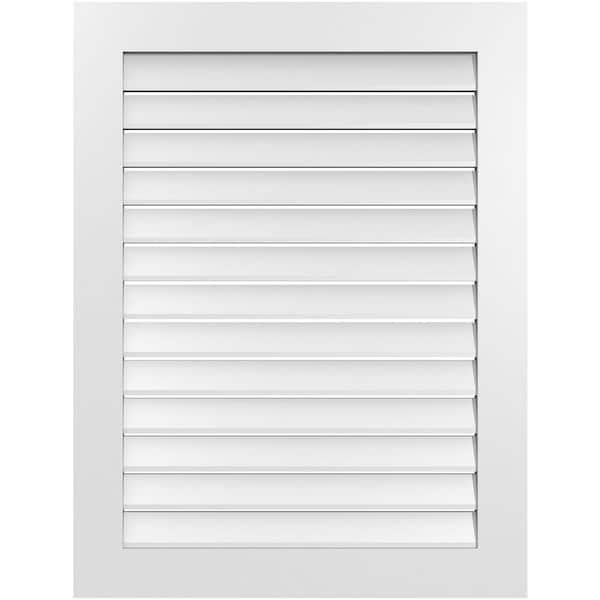 Ekena Millwork 32" x 42" Rectangular White PVC Paintable Gable Louver Vent Functional