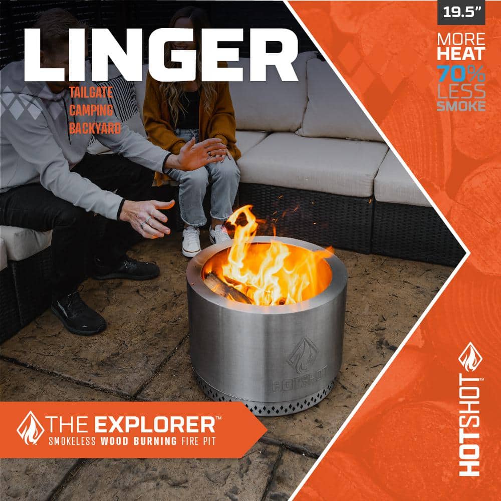 HotShot 19.5" Smokeless Stainless Steel Portable Fire Pit