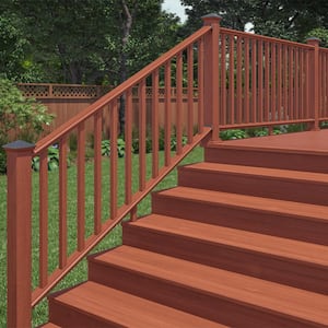 6 ft. Redwood-Tone Southern Yellow Pine Routed Stair Rail Kit with SE Balusters