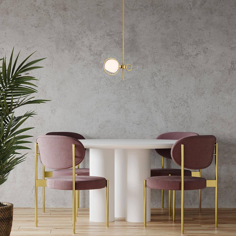 Teatro 8'' Etched Opal Glass Pendant in Brushed Gold