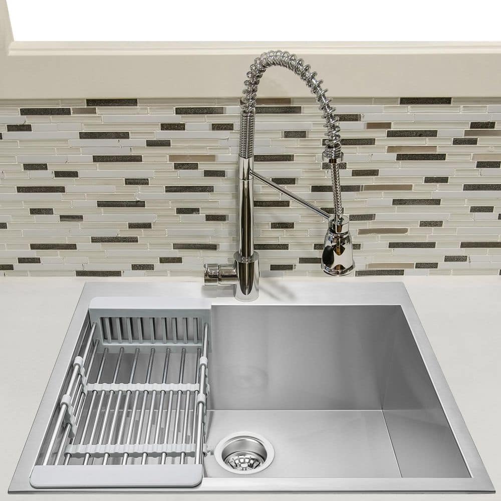 Brushed Stainless Steel Single Bowl Kitchen Sink with Tray
